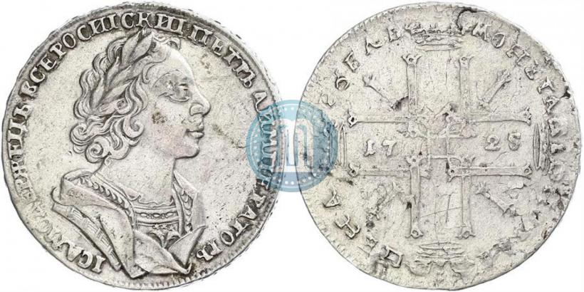 Фото 1 рубль 1725 года  "Портрет в античных доспехах"
