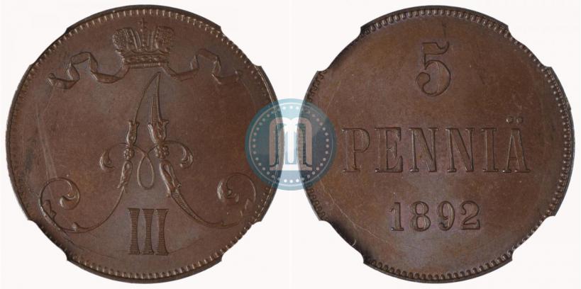Picture 5 pennia 1892 year  