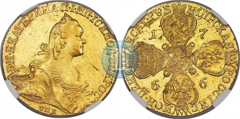 Picture 10 roubles 1766 year СПБ 