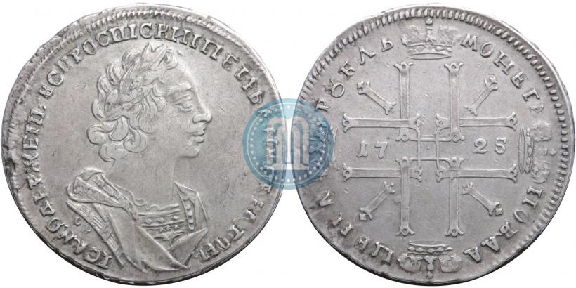 Фото 1 рубль 1725 года OK "Портрет в античных доспехах"