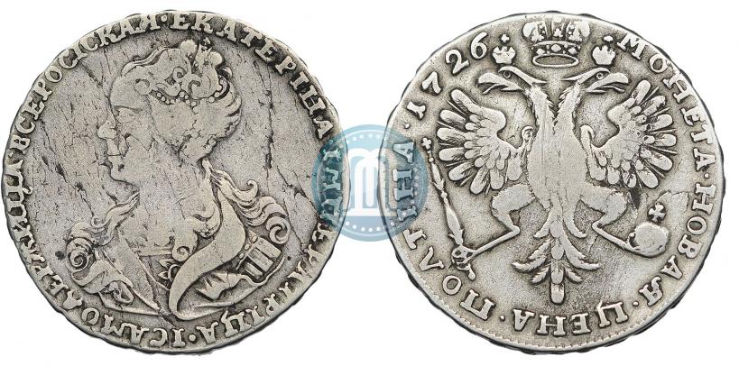 Picture Poltina 1726 year  "Moscow type, portrait turned to the left"
