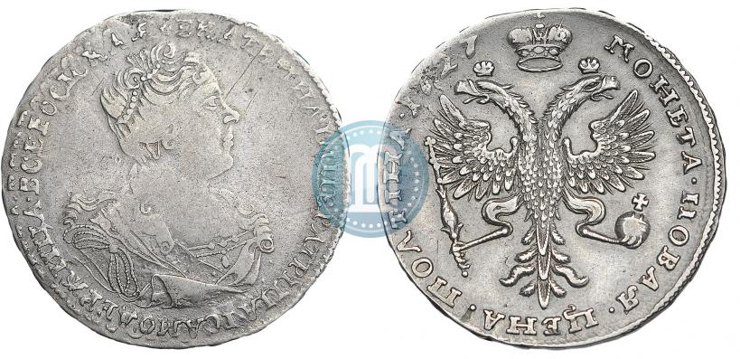 Picture Poltina 1727 year  "Moscow type, portrait turned to the right"