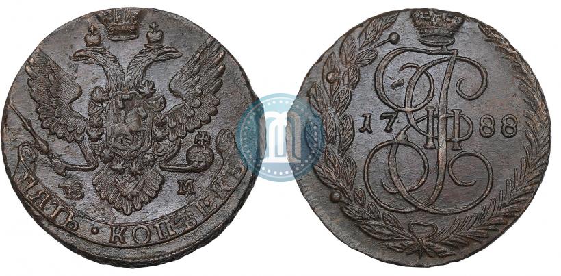 Picture 5 kopecks 1788 year ЕМ 