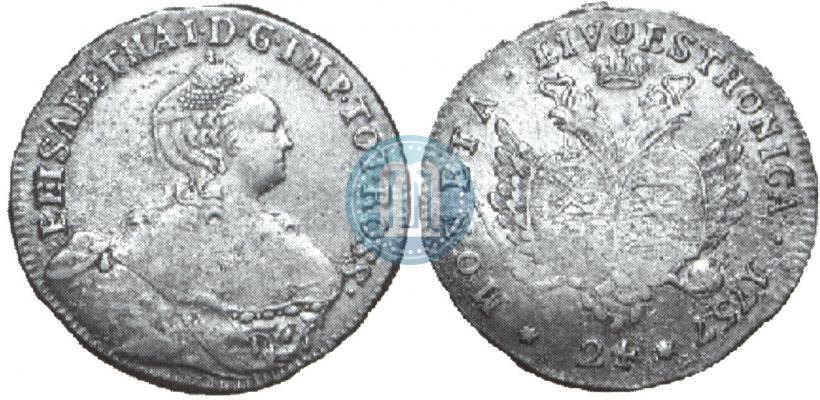 Picture 24 kopecks 1757 year  "For Livonia"