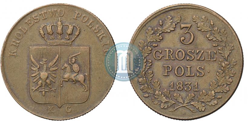 Picture 3 grosze 1831 year KG "Polish uprising"