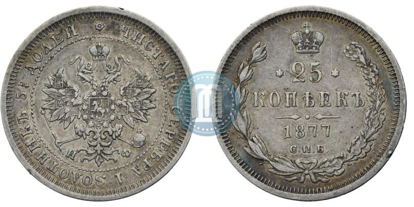 Фото 25 копеек 1877 года СПБ-НФ 