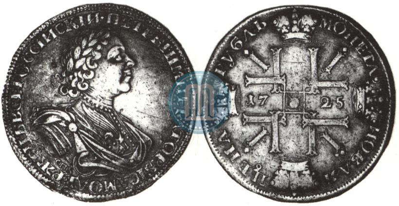 Picture 1 rouble 1725 year СПБ "Sun rouble, portrait in armour"