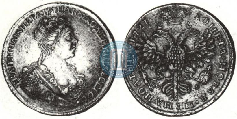 Фото Полтина 1727 года СПБ "Петербургский тип, портрет вправо"