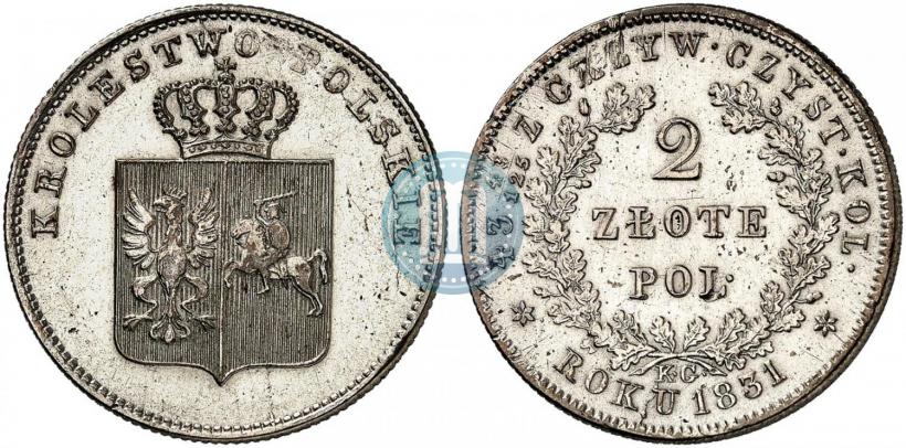 Picture 2 złote 1831 year KG "Polish uprising"