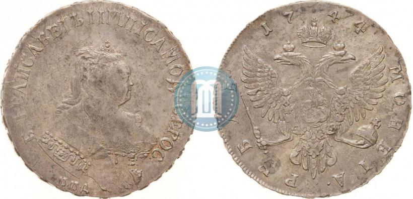 Фото 1 рубль 1744 года ММД 