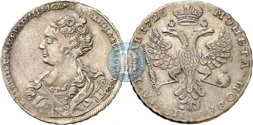 Picture 1 rouble 1726 year  "Moscow type, portrait turned to the left"