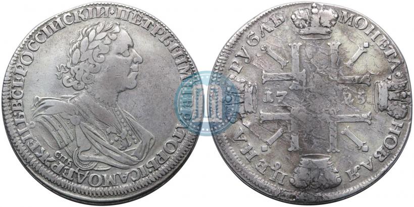 Фото 1 рубль 1725 года СПБ "Солнечный в латах"
