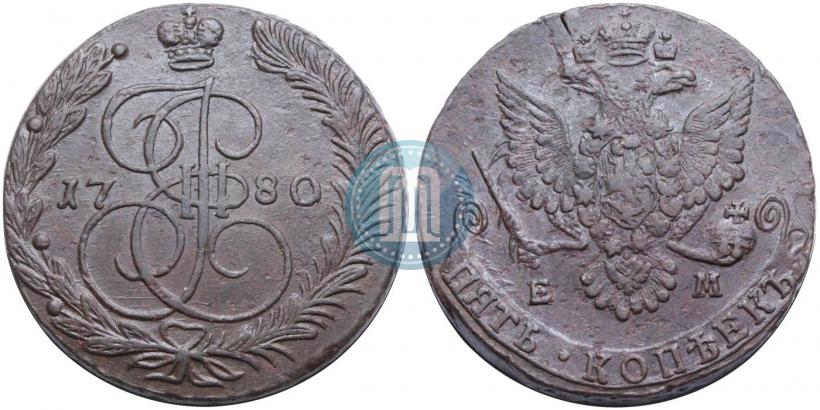 Picture 5 kopecks 1780 year ЕМ 