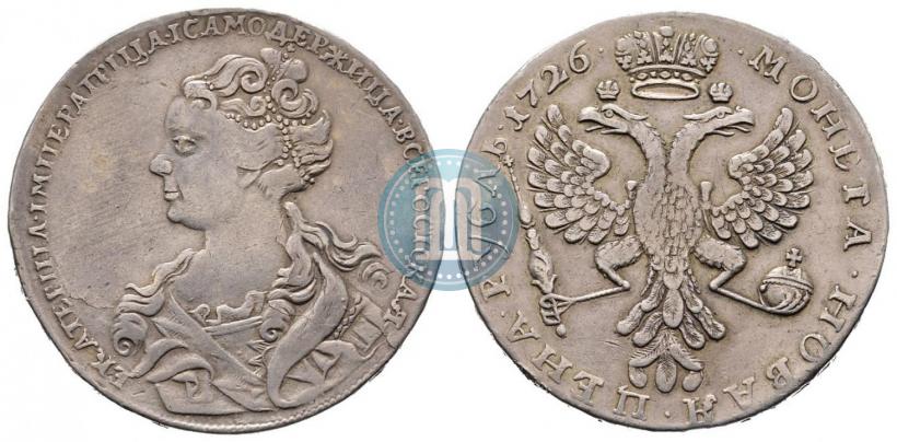 Picture 1 rouble 1726 year  "Moscow type, portrait turned to the left"