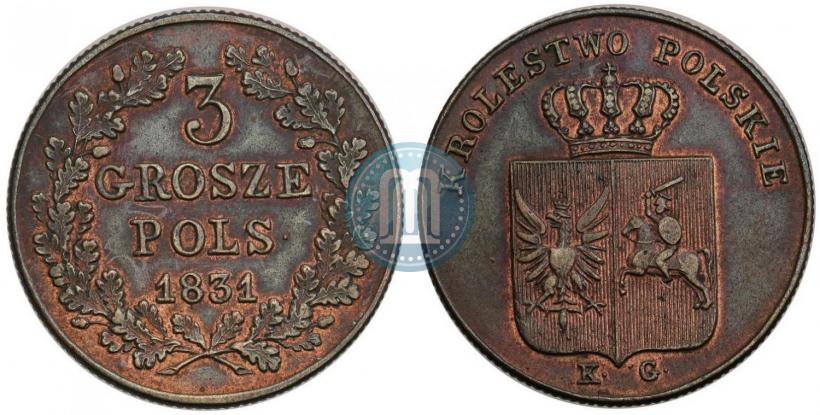 Фото 3 гроша 1831 года KG "Польское восстание"