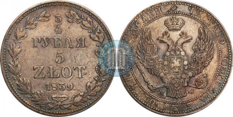 Picture 3/4 roubles - 5 złotych 1839 year MW 
