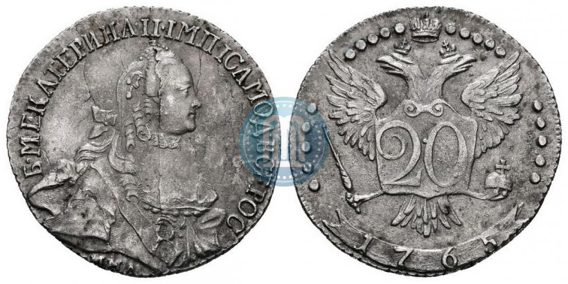 Фото 20 копеек 1765 года ММД 