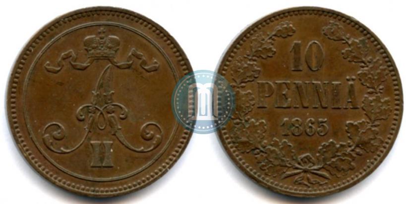 Picture 10 pennia 1865 year  