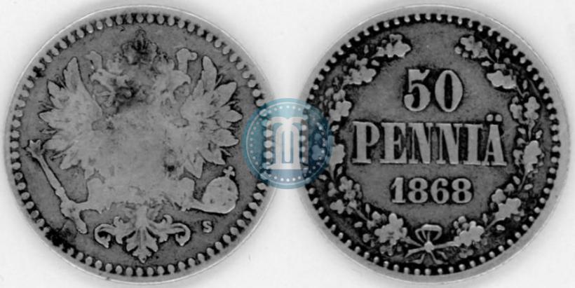 Фото 50 пенни 1868 года S 