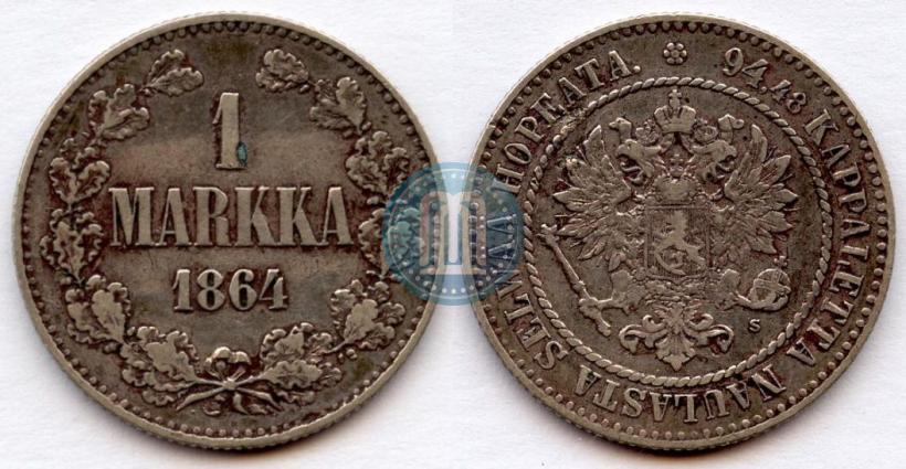 Picture 1 markka 1864 year S 