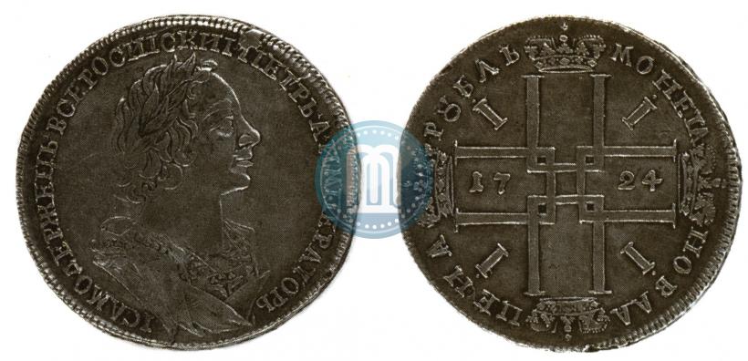 Фото 1 рубль 1724 года  "Портрет в античных доспехах"