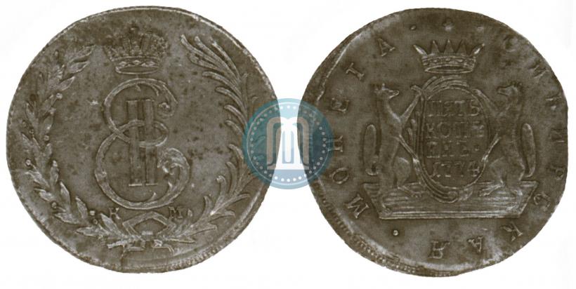 Фото 5 копеек 1774 года КМ 