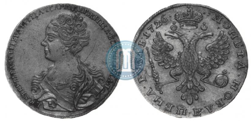 Фото 1 рубль 1726 года  "Московский тип, портрет влево"