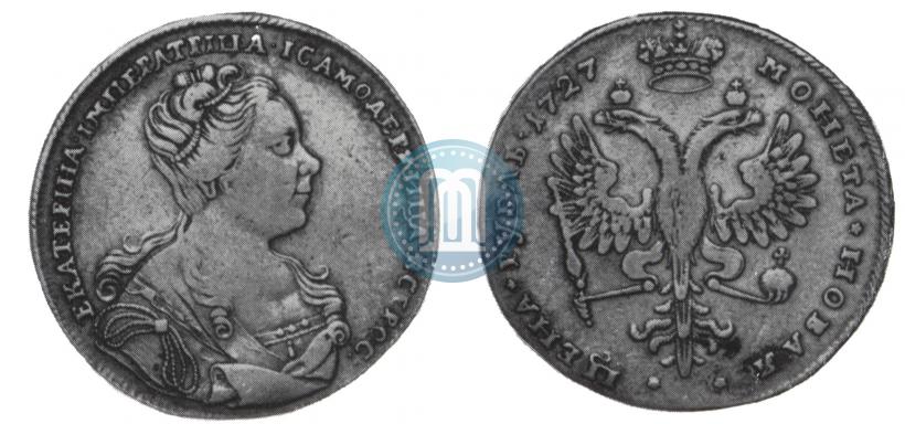 Фото 1 рубль 1727 года  "Московский тип, портрет вправо"