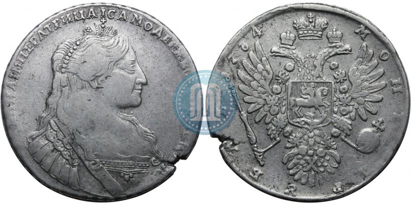 Фото 1 рубль 1734 года  "Тип 1735 года"