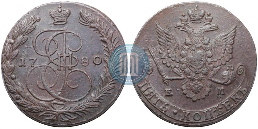 Picture 5 kopecks 1780 year ЕМ 