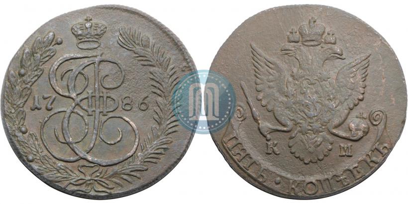 Фото 5 копеек 1786 года КМ 