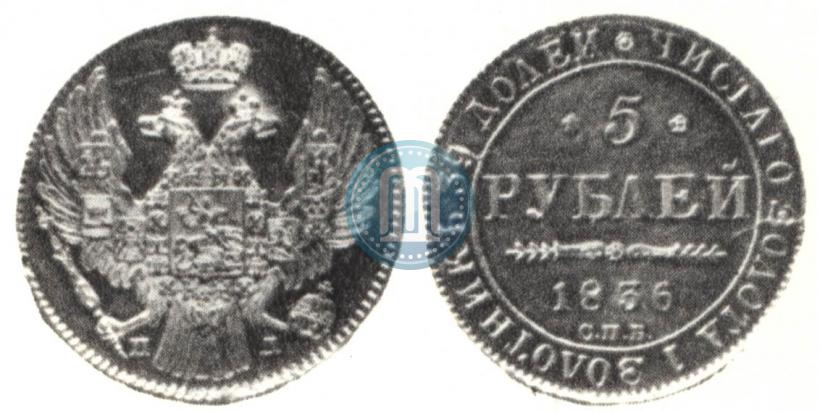 Фото 5 рублей 1836 года СПБ-ПД 