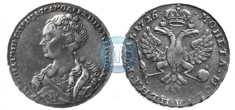 Фото 1 рубль 1726 года  "Московский тип, портрет влево"