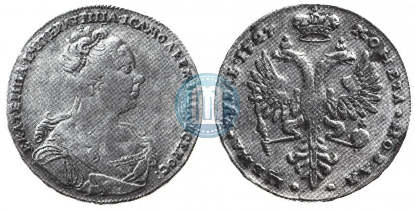 Фото 1 рубль 1727 года  "Московский тип, портрет вправо"