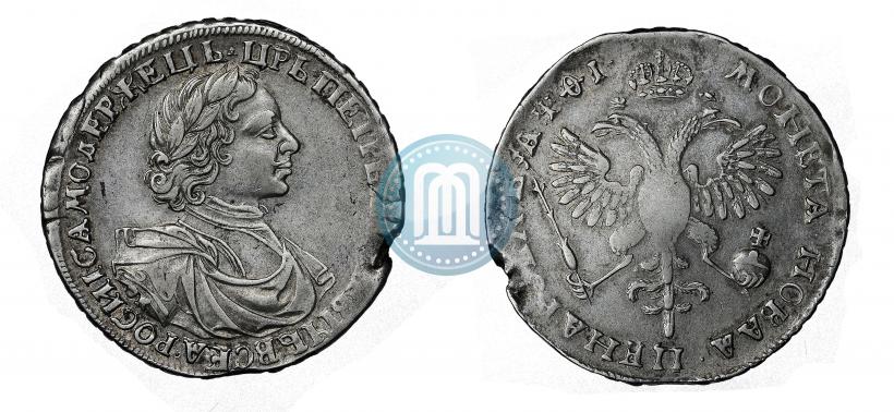Фото 1 рубль 1719 года OK "Портрет в латах"