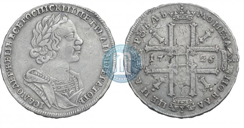 Фото 1 рубль 1725 года  "Портрет в античных доспехах"