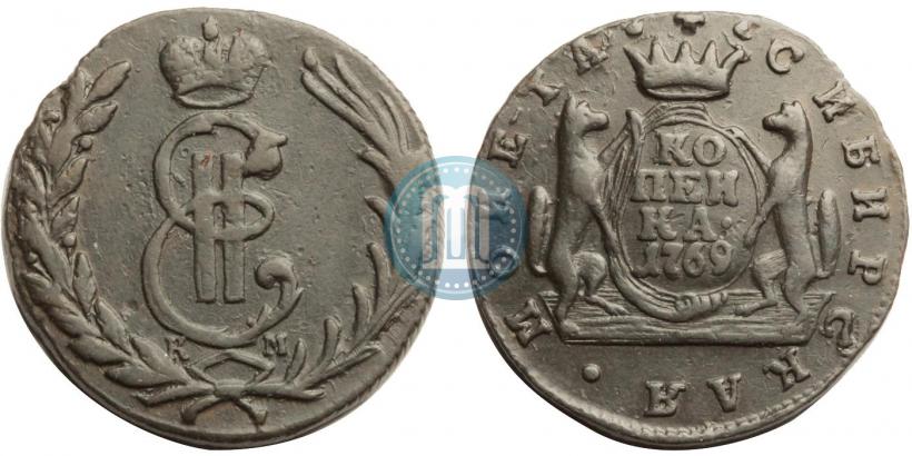 Picture 1 kopeck 1769 year КМ 