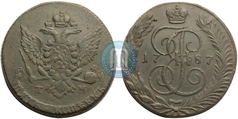 Фото 5 копеек 1787 года ТМ 
