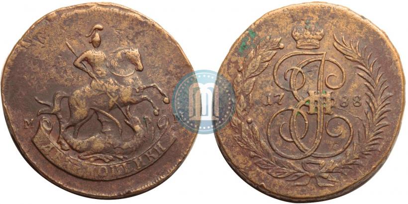 Фото 2 копейки 1788 года ММ 