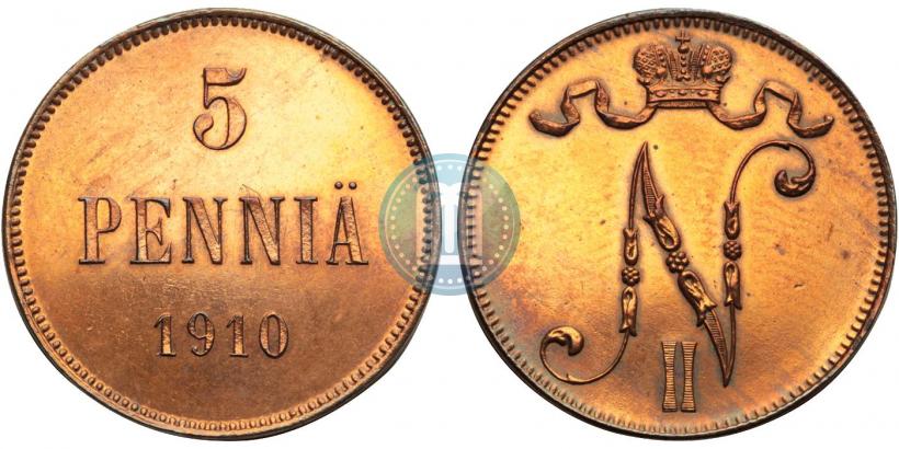 Фото 5 пенни 1910 года  