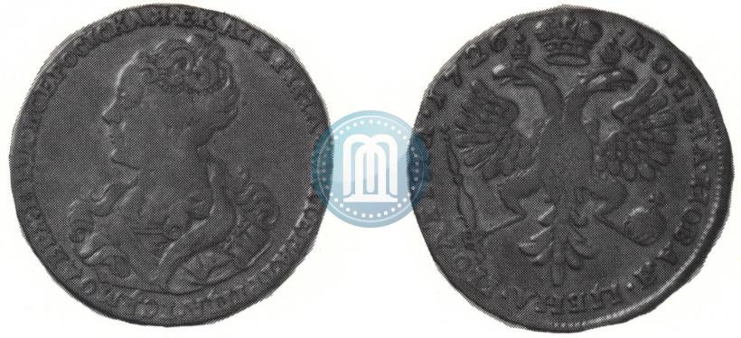Фото Полтина 1726 года  "Московский тип, портрет влево"