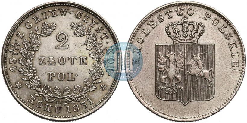 Picture 2 złote 1831 year KG "Polish uprising"