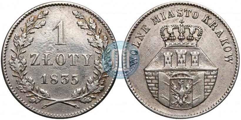Picture 1 złoty 1835 year  "Free city of Kraków"