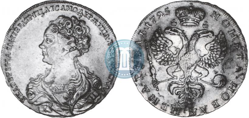 Picture 1 rouble 1725 year  "Moscow type, portrait turned to the left"