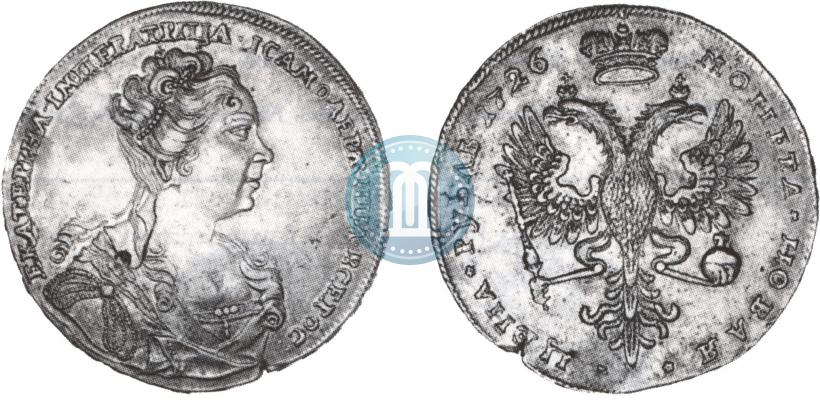Фото 1 рубль 1726 года  "Московский тип, портрет вправо"