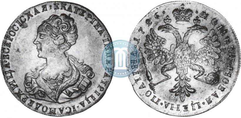 Picture Poltina 1726 year  "Moscow type, portrait turned to the left"