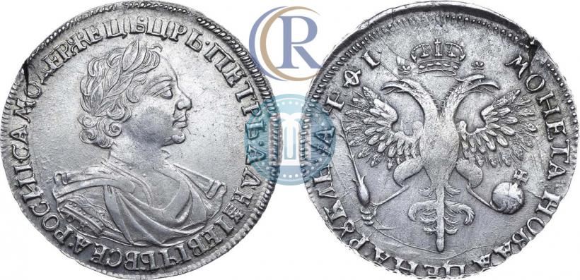 Фото 1 рубль 1719 года OK "Портрет в латах"