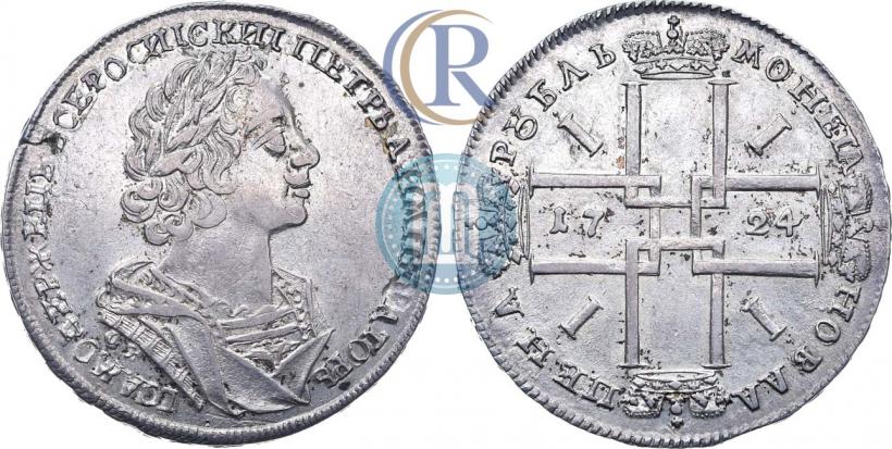 Фото 1 рубль 1724 года OK "Портрет в античных доспехах"