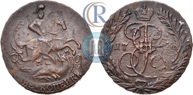 Фото 2 копейки 1763 года ММ 