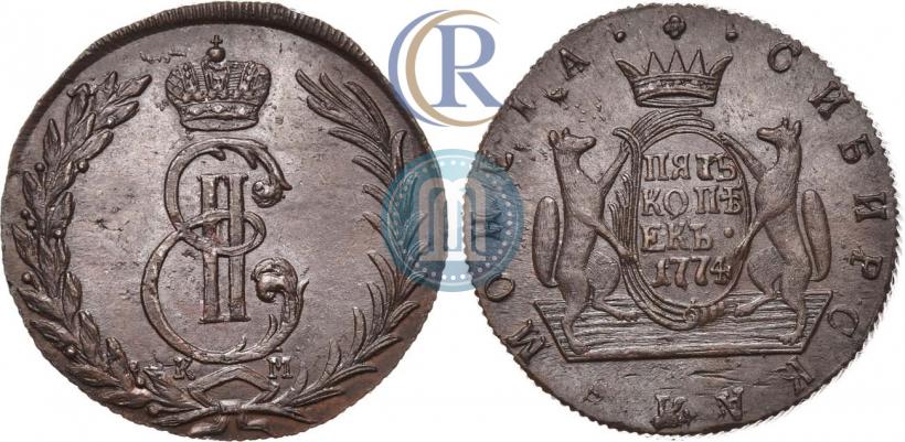 Фото 5 копеек 1774 года КМ 